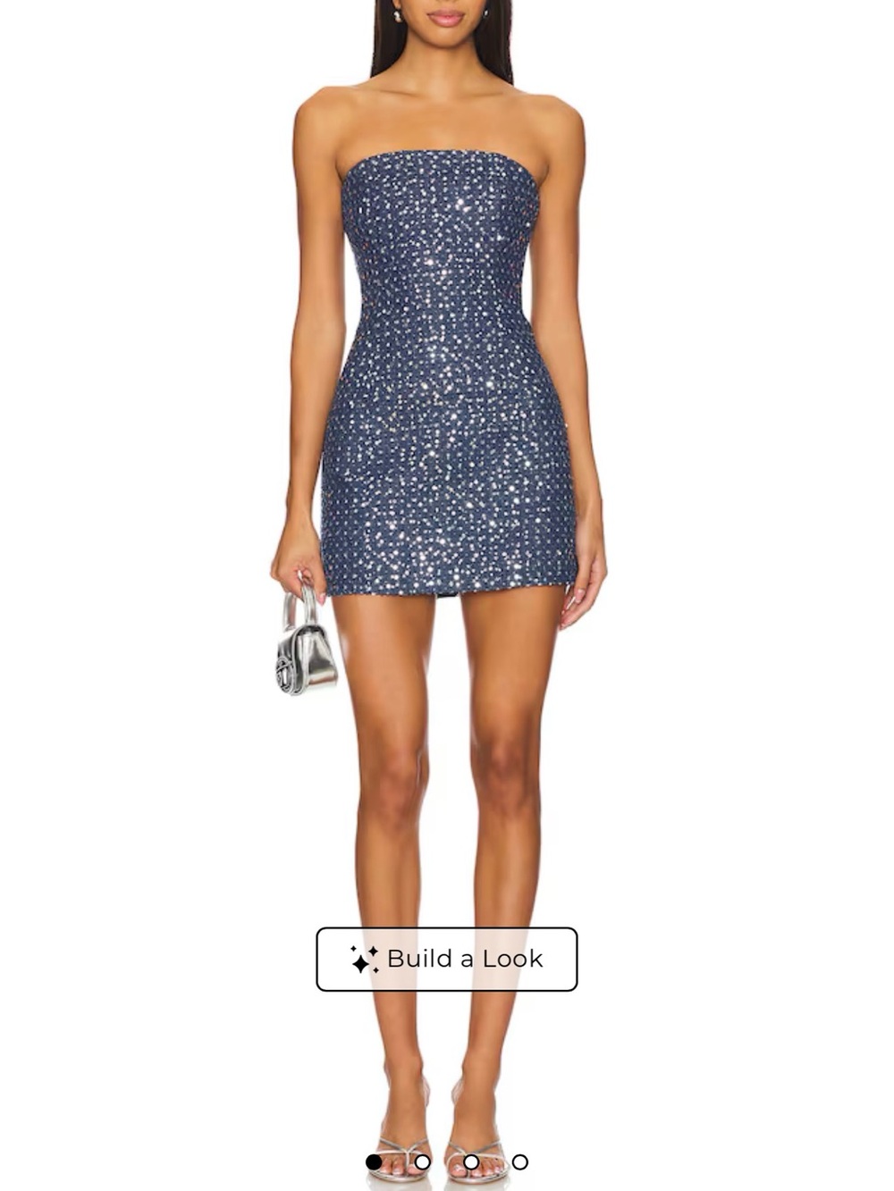 Lovers + Friends Navy Sequin Strapless Mini Dress